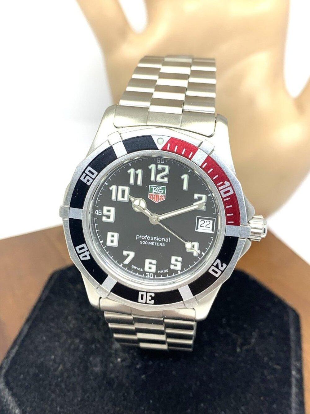 Tag Heuer Mens Watch WM1112 Swiss Quartz Black Dial Coke Bezel Silver Steel 38mm